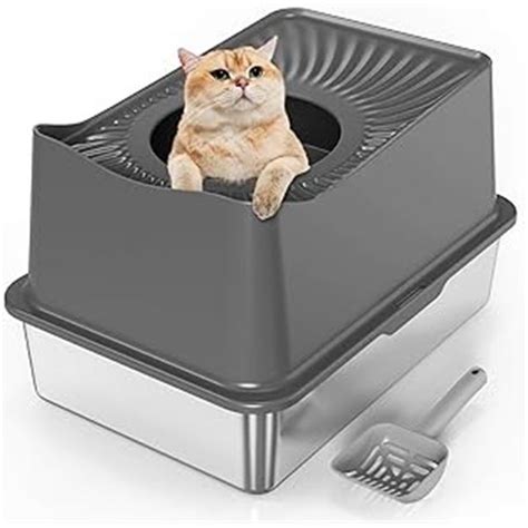 top entry stainless steel litter box|deep stainless steel litter box.